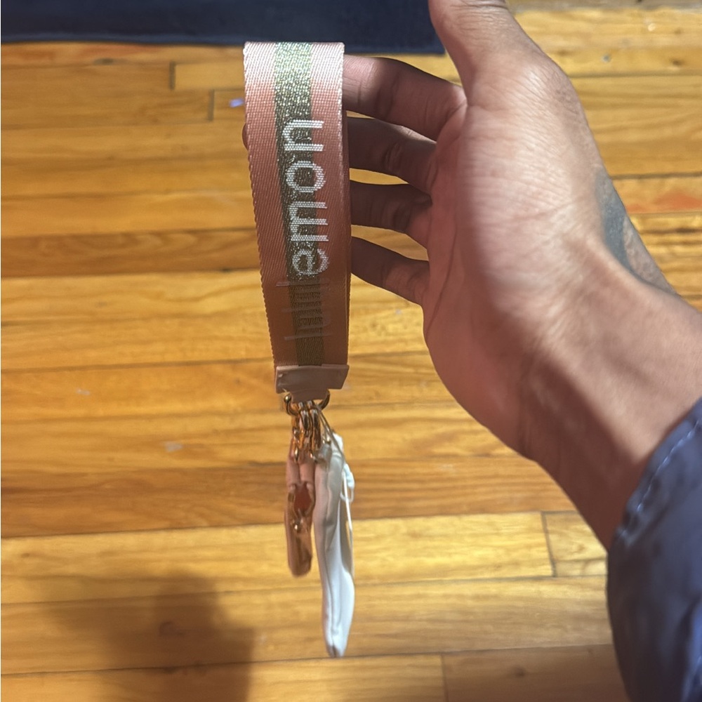 Gold and Pink Lululemon Keychain Wristlet